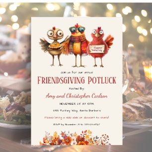 Friendsgiving Erntedankfest Potluck Süßer Truthahn Einladung