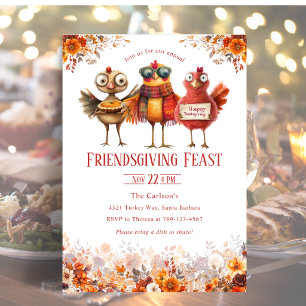Friendsgiving Erntedankfest Süßer Truthahn Einladung