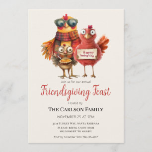 Friendsgiving ErntedankfestmahlSüße Truthahn-Famil Einladung