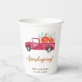 Friendsgiving Fall Script Red Truck Pumpkin Pappbecher
