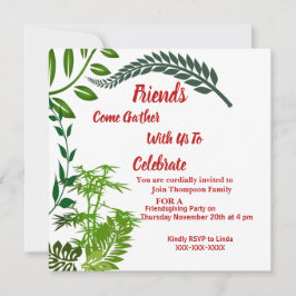 Friendsgiving Green Herbst Herbst Wasserfarbe Einladung