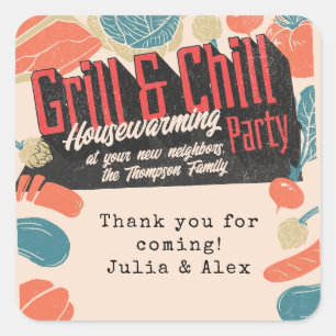 Friendsgiving Housewarming GRILLEN Erntedank Quadratischer Aufkleber