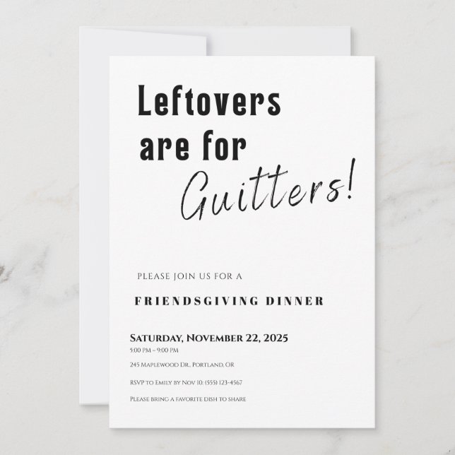 Friendsgiving Invitation • Leftovers Are for Quitt Karte (Vorderseite)