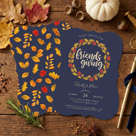 Friendsgiving Navy Herbst Leaves Kreath Einladung