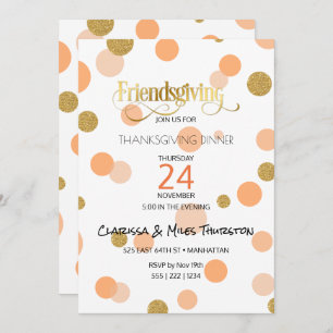 Friendsgiving Orangen-u. Goldpunkte modern Einladung