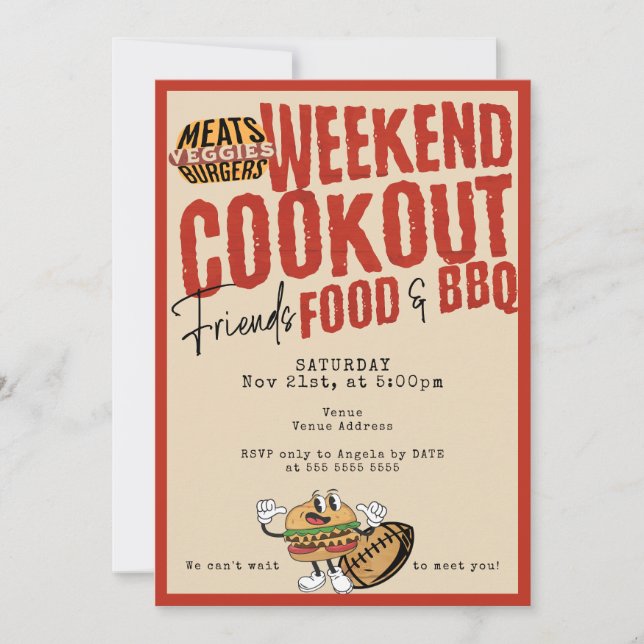 Friendsgiving Potluck GRILLEN & Football Erntedank Einladung (Vorderseite)