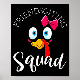 Friendsgiving-Runde Frohes Erntedankfest Truthahn- Poster