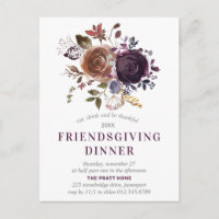 Friendsgiving Rustic Boho Lila Flora Einladung
