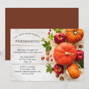 Friendsgiving Rustikale Kürbisse Erntedankfest Einladung
