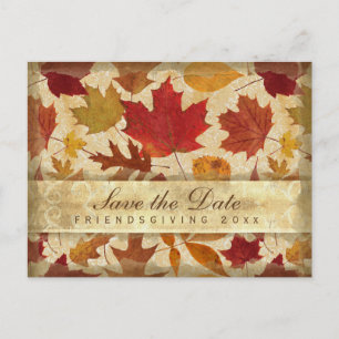 Friendsgiving Save the Date Herbst lässt Beige Einladungspostkarte
