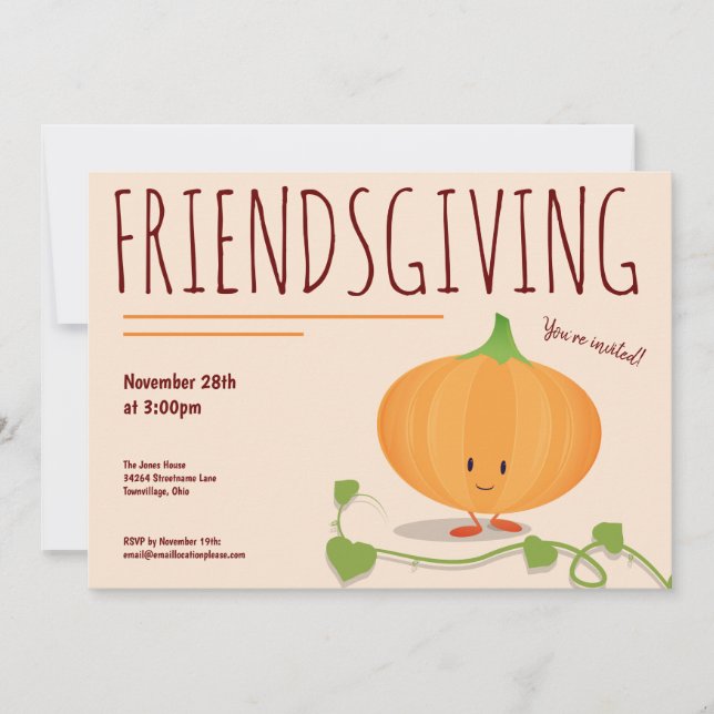 Friendsgiving Smilkin Pumpkin Vine Erntedank Einladung (Vorderseite)
