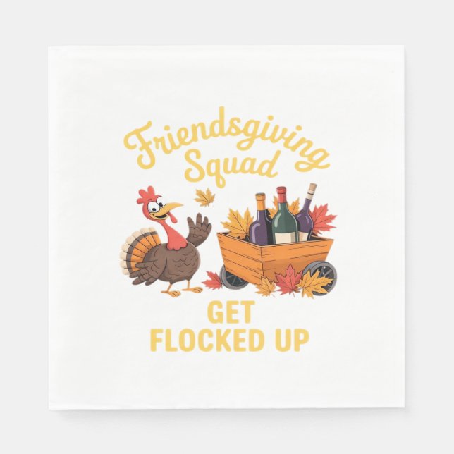 Friendsgiving-Squad Get Flocked Up Oversized T-Shi Serviette (Vorderseite)