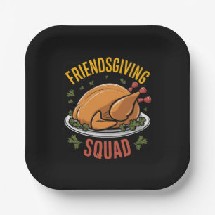 Friendsgiving-Squad-Puten-Essen-Geschenk-Matching Pappteller
