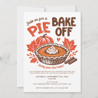 Friendsgiving Thanksgiving Pie Bake Off Party Fall Einladung
