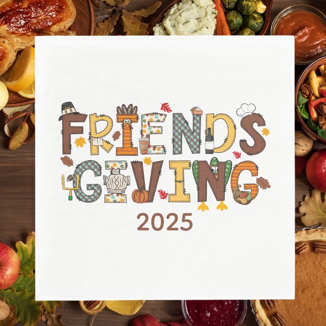 Friendsgiving Thanksgiving Themed Year Serviette (Von Creator hochgeladen)