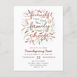 Friendsgiving Typografy Erntedank Dinner Einladungspostkarte
