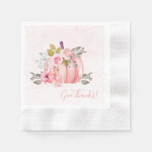 Friendsgiving Watercolor Pumpkin Peony Lasse Gathe Serviette