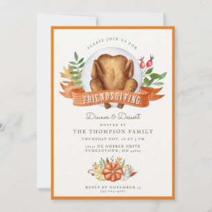 Friendsgiving Watercolor Türkei Abendessen Einladu Einladung