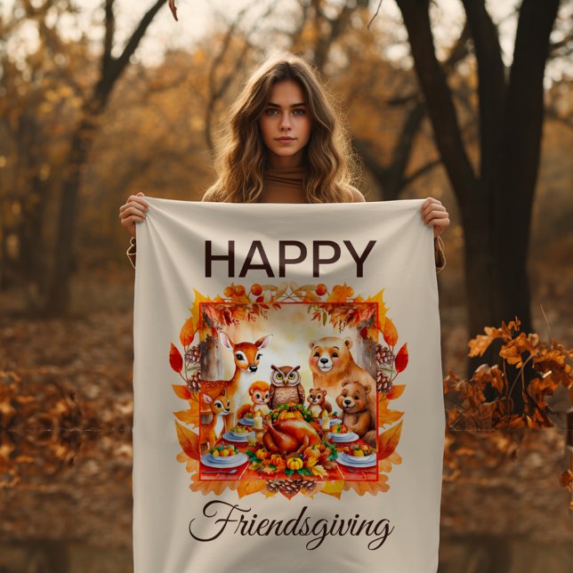 Friendsgiving Woodland Animes Herbstleaves Sherpadecke (Von Creator hochgeladen)