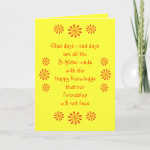 Friendship poem & flowers greeting card karte