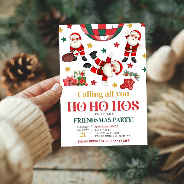 Friendsmas Funny Weihnachts-Party Einladung (Calling all you Ho Ho Hos Friendsmas Christmas Party Invitation)