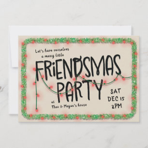Friendsmas-Party-Einladung Lichterkette & Girlan Einladung