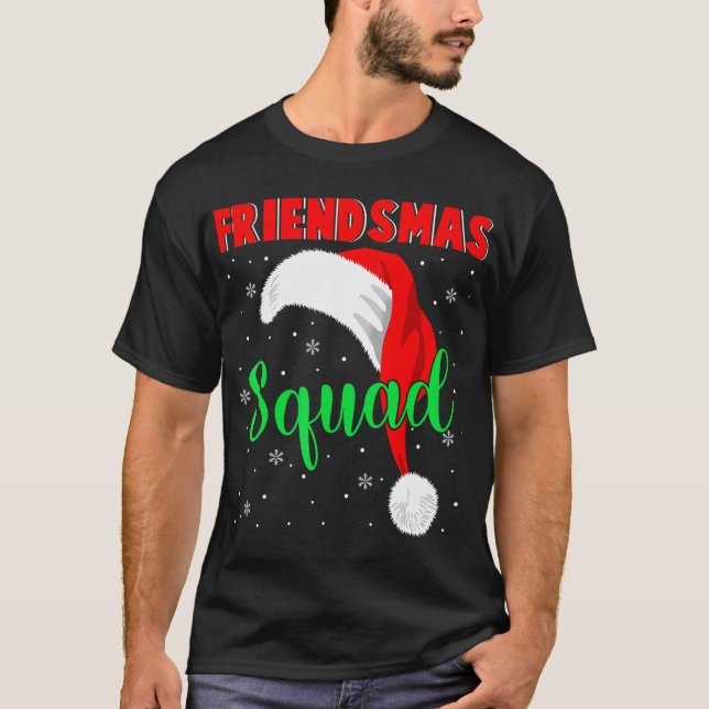 Friendsmas Squad Coole Weihnachtsmannmütze Matchin T-Shirt (Vorderseite)