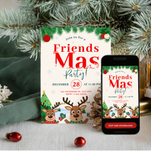 Friendsmas Weihnachtsfeier Süße Rentiere Einladung