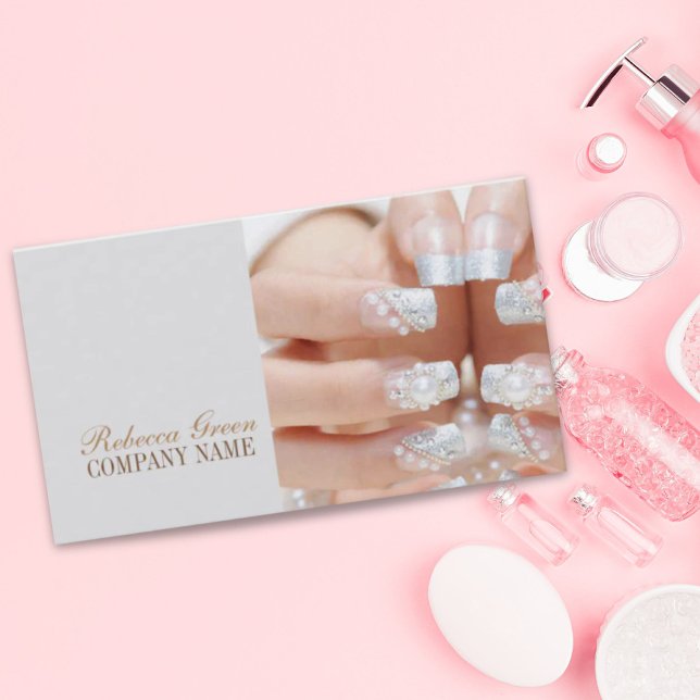 Fries Beauty Nail Artist Nagelsalon Visitenkarte (girly fashion beauty nail artist nail salon business card)