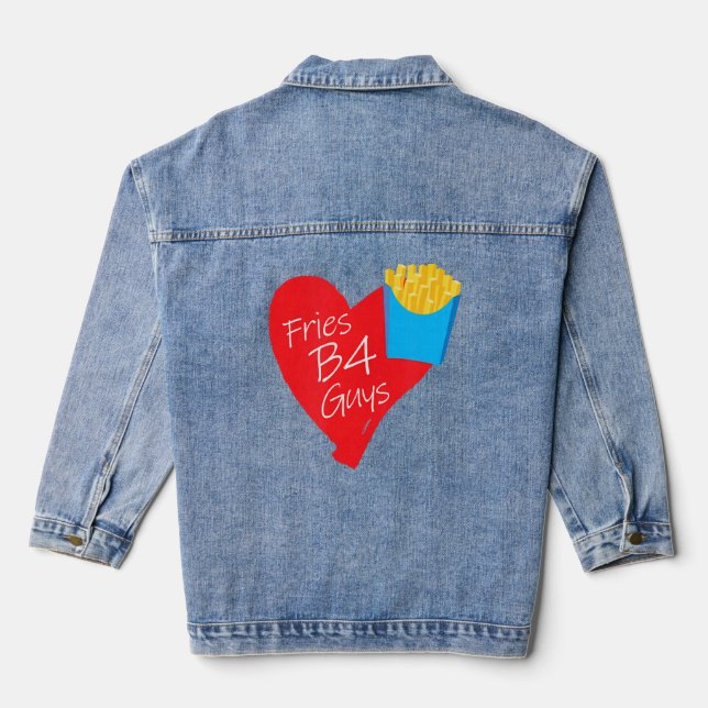 Fries Before Typ, Funny Hübsches Niedliches Herz,  Jeansjacke (Rückseite)