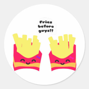 Fries Before Typ! Runder Aufkleber