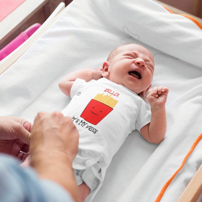 Fries Cartoon Baby Strampler (funny french fries cute newborn baby bodysuit toddler birthday baby shower.)