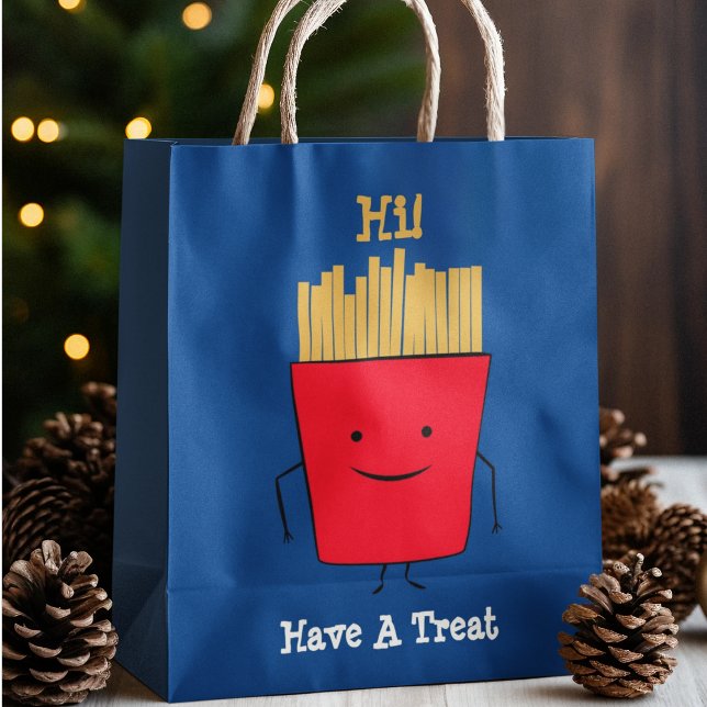 Fries Cartoon Gift Bag Große Geschenktüte (gift bag, birthday surprise gift bag, teddy bear gift bag, wine gift bag, travel bag, use and throw )