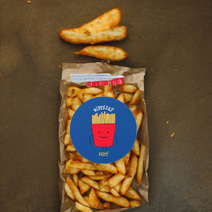 Fries Cartoon Paper Plate Runder Aufkleber