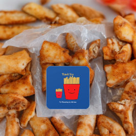 Fries Cartoon Quadratischer Aufkleber