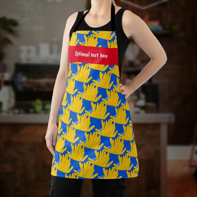 Fries - Cartoon Style, auf blau - Ihr Name / Text Schürze (Von Creator hochgeladen)