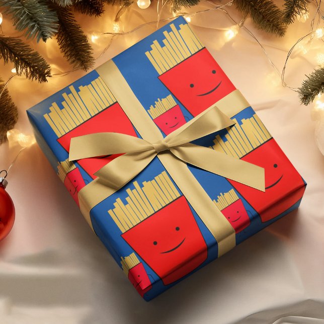 Fries Cartoon Wrapping Paper Geschenkpapier (french fries birthday packing gift wrap,gift wrapping paper,return gift wrap paper,paper gift)