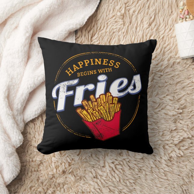 Fries Chips Snack Vintages Potato oder Französisch Kissen (Decke)