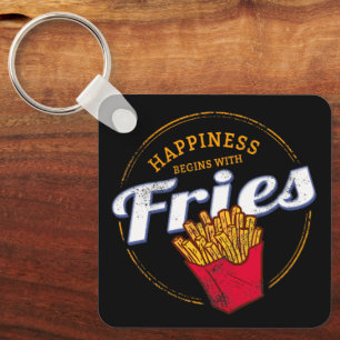 Fries Chips Snack Vintages Potato oder Französisch Schlüsselanhänger