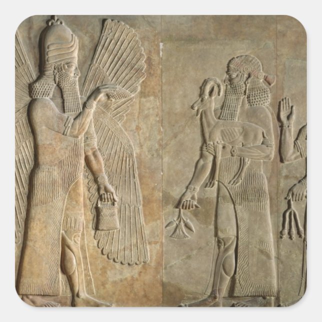 Fries, das einen winged Geist darstellt Quadratischer Aufkleber (Vorderseite)