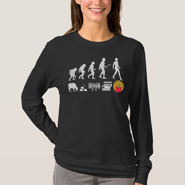 Fries Evolution Fryer Fast Food Barbecue T-Shirt (Vorderseite)