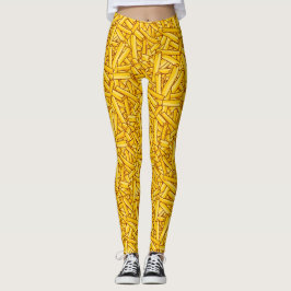 Fries Funny Cartoon Chips Muster Leggings