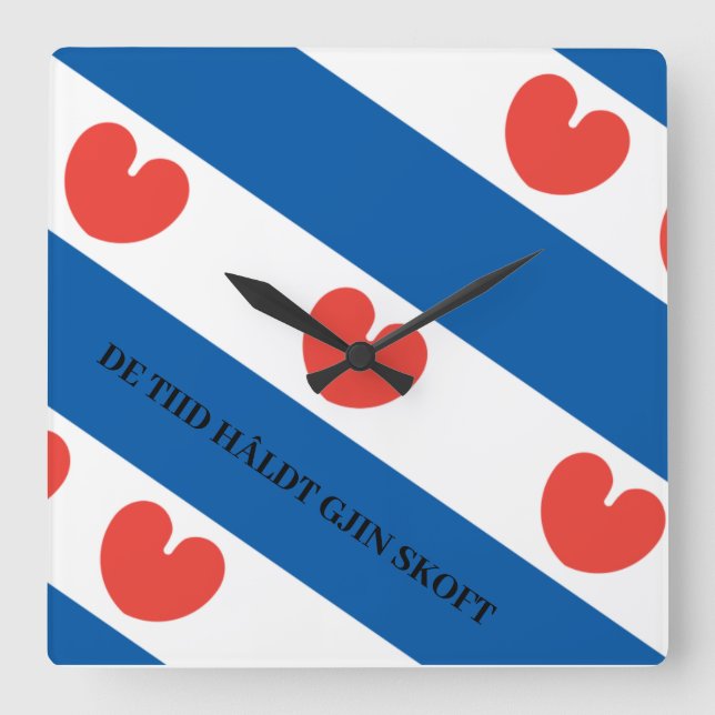 Friese klok met pompeblêd quadratische wanduhr (Vorderseite)