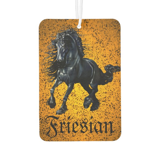 Friesen, schwarzer Hengst, Friesenpferd  Autolufterfrischer (Rückseite)