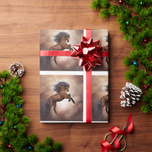 Friesenpferd mit scheußlichen Wolken Geschenkpapier