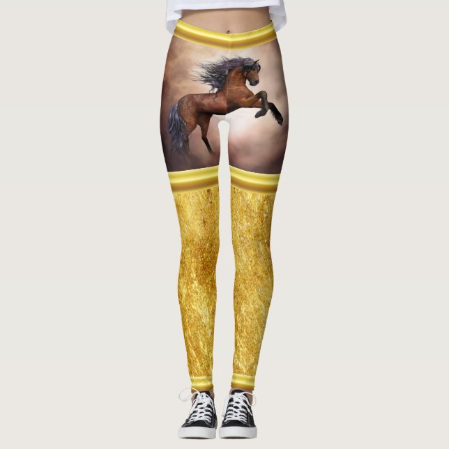 Friesenpferd mit scheußlichen Wolken Leggings (Vorderseite)