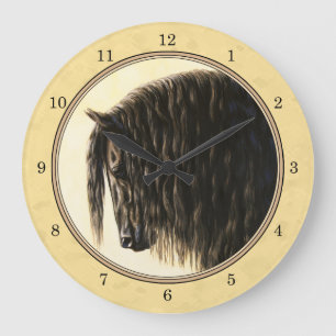 Friesian Draft Horellow Große Wanduhr