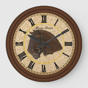 Friesian Draft Horse mit schwarzen Zahlen Große Wanduhr