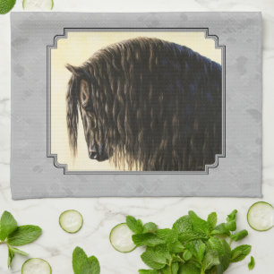 Friesian Draft Horse Silver Gray Handtuch