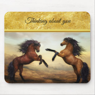 Friesian Draft Horses in the rocky mountain tal Mousepad